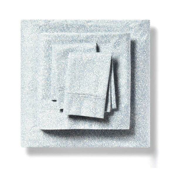 King Printed Performance 400 Thread Count Sheet Set Blue Floral - Threshold NEW - Picture 2 of 5